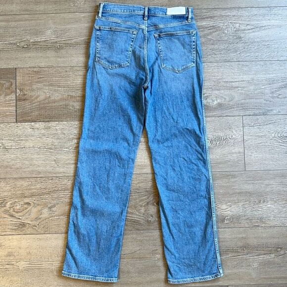 Re/Done 90s High Rise Loose Fit Medium Blue Straight Leg Jeans in Anti Fade - Picture 8 of 9